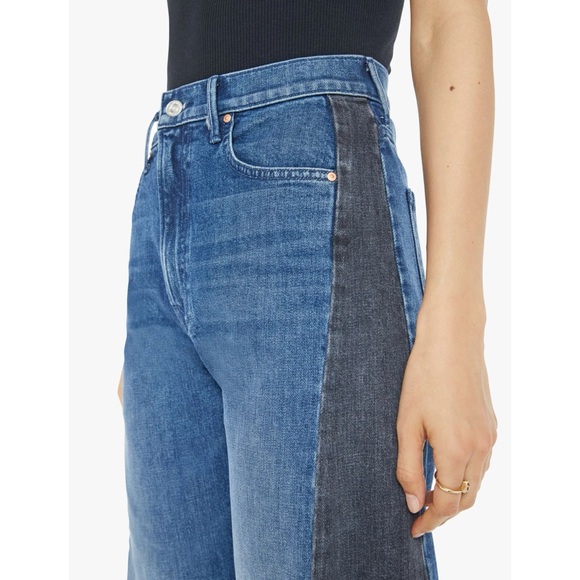 MOTHER Superior The Lil Half Pipe Flood Barrel Jeans Black Blue 24 - Picture 4 of 16